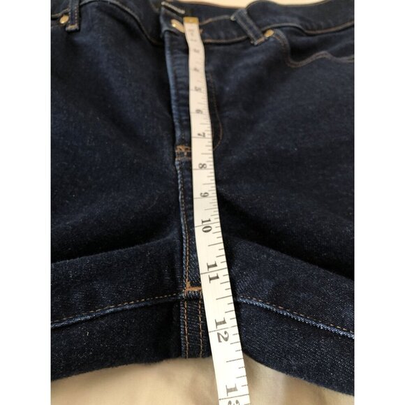 Express Women's 70s Flare Mid Rise Jeans 12R Blue Dark Wash y2k Cotton Blend - Picture 8 of 9